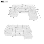117.3 Divano componibile oversize a U, divano-letto estraibile con due cuscini decorativi per soggiorno, beige
