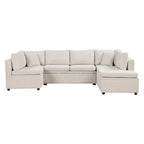 117.3 Divano componibile oversize a U, divano-letto estraibile con due cuscini decorativi per soggiorno, beige