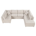 117.3 Divano componibile oversize a U, divano-letto estraibile con due cuscini decorativi per soggiorno, beige