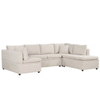 117.3 Divano componibile oversize a U, divano-letto estraibile con due cuscini decorativi per soggiorno, beige