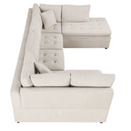 117.3 Divano componibile oversize a U, divano-letto estraibile con due cuscini decorativi per soggiorno, beige