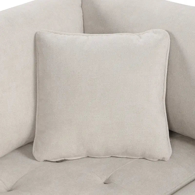 117.3 Divano componibile oversize a U, divano-letto estraibile con due cuscini decorativi per soggiorno, beige
