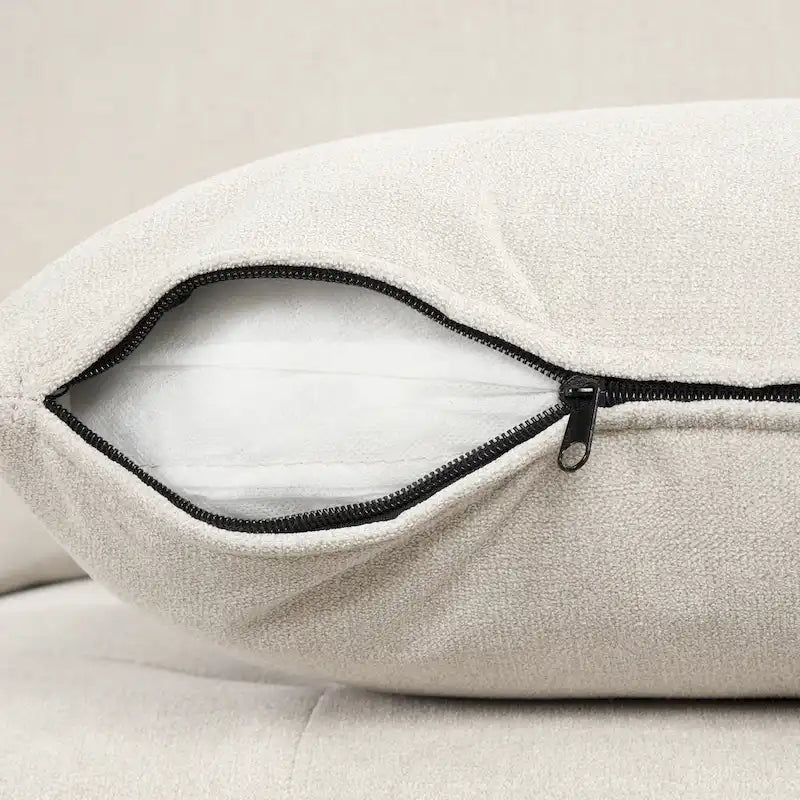 117.3 Divano componibile oversize a U, divano-letto estraibile con due cuscini decorativi per soggiorno, beige