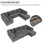 117.3 Divano componibile oversize a U, divano-letto estraibile con due cuscini decorativi per soggiorno, beige