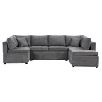 117.3 Divano componibile oversize a U, divano-letto estraibile con due cuscini decorativi per soggiorno, beige