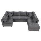 117.3 Divano componibile oversize a U, divano-letto estraibile con due cuscini decorativi per soggiorno, beige