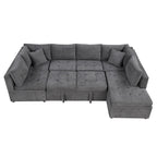 117.3 Divano componibile oversize a U, divano-letto estraibile con due cuscini decorativi per soggiorno, beige