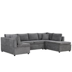 117.3 Divano componibile oversize a U, divano-letto estraibile con due cuscini decorativi per soggiorno, beige