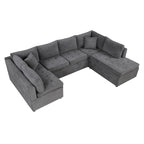 117.3 Divano componibile oversize a U, divano-letto estraibile con due cuscini decorativi per soggiorno, beige
