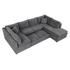 117.3 Divano componibile oversize a U, divano-letto estraibile con due cuscini decorativi per soggiorno, beige