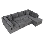 117.3 Divano componibile oversize a U, divano-letto estraibile con due cuscini decorativi per soggiorno, beige