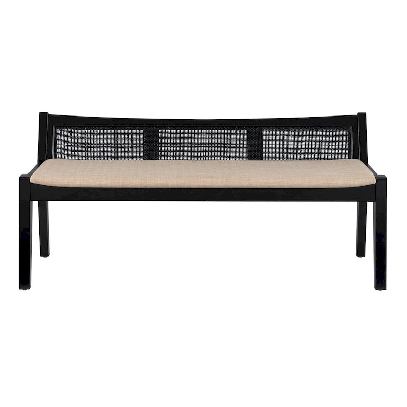 Panca in Rattan Intrecciato a Basso Profilo con Cornice - 52,5 - Nera