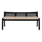 Panca in Rattan Intrecciato a Basso Profilo con Cornice - 52,5 - Nera