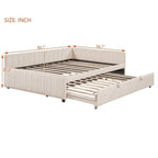 Lettino Imbottito con Letto Estraibile a Scomparsa Matrimoniale, Struttura Divano Letto Matrimoniale con Schienale a L e Design a Righe