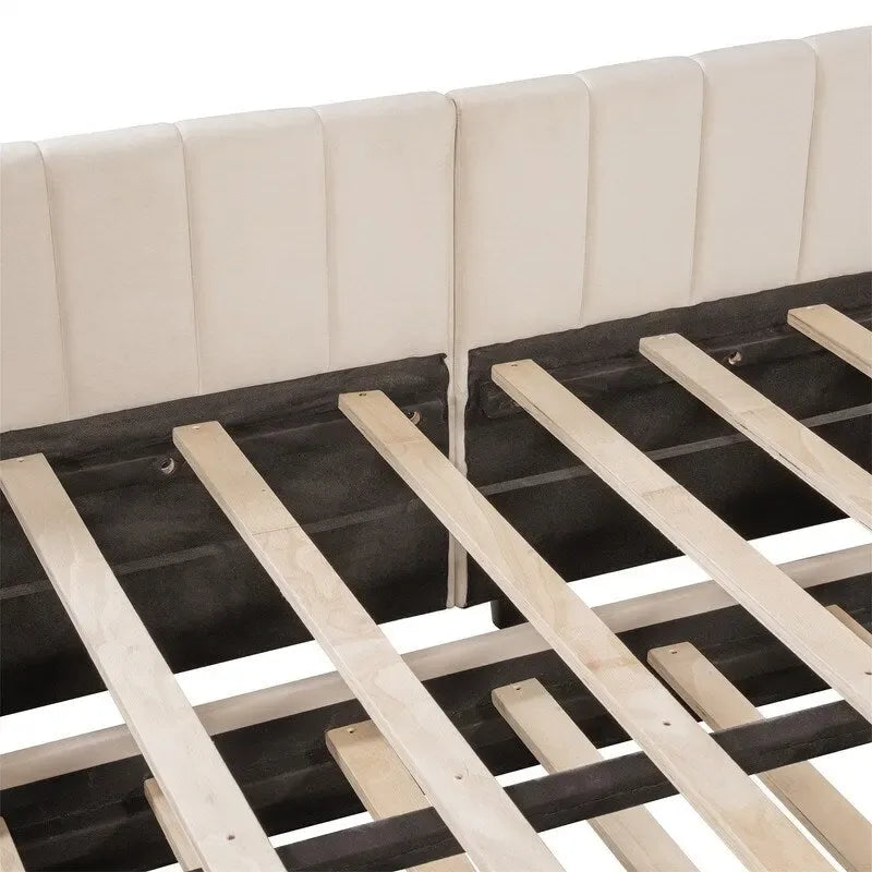 Lettino Imbottito con Letto Estraibile a Scomparsa Matrimoniale, Struttura Divano Letto Matrimoniale con Schienale a L e Design a Righe