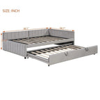 Lettino Imbottito con Letto Estraibile a Scomparsa Matrimoniale, Struttura Divano Letto Matrimoniale con Schienale a L e Design a Righe