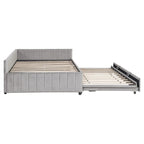 Lettino Imbottito con Letto Estraibile a Scomparsa Matrimoniale, Struttura Divano Letto Matrimoniale con Schienale a L e Design a Righe