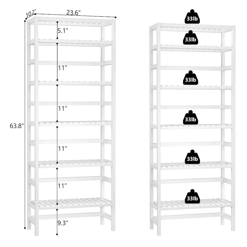 Scaffale Portaoggetti Regolabile a 6 Ripiani in Bambù, Scaffale Espositore Aperto Autoportante