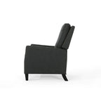Poltrona reclinabile a spinta tradizionale in tessuto con borchie decorative e rivestimento felpato