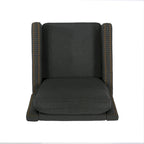 Poltrona reclinabile a spinta tradizionale in tessuto con borchie decorative e rivestimento felpato