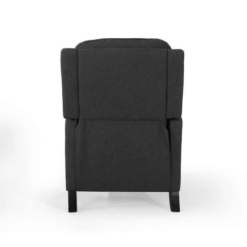 Poltrona reclinabile a spinta tradizionale in tessuto con borchie decorative e rivestimento felpato