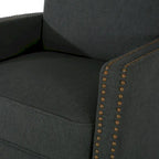 Poltrona reclinabile a spinta tradizionale in tessuto con borchie decorative e rivestimento felpato