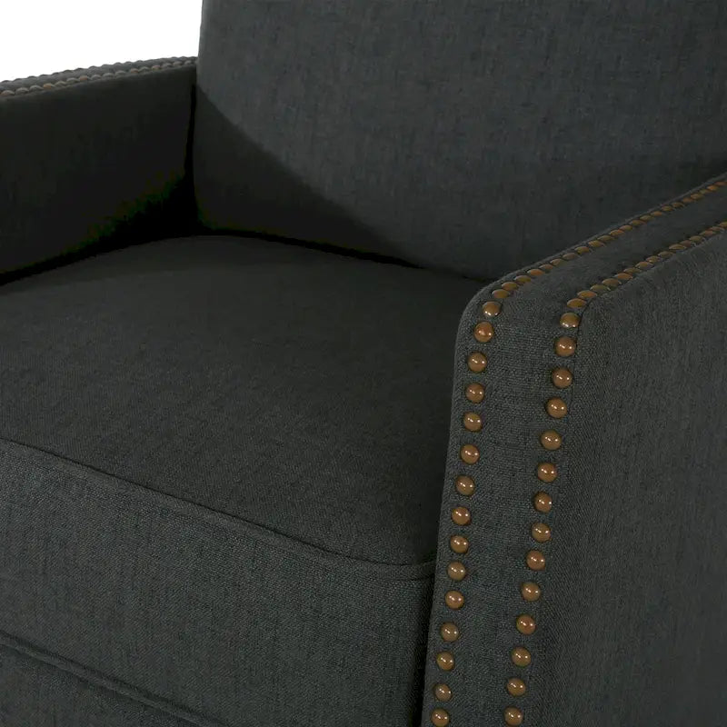 Poltrona reclinabile a spinta tradizionale in tessuto con borchie decorative e rivestimento felpato
