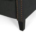 Poltrona reclinabile a spinta tradizionale in tessuto con borchie decorative e rivestimento felpato