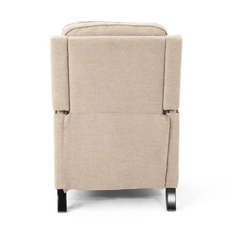 Poltrona reclinabile a spinta tradizionale in tessuto con borchie decorative e rivestimento felpato