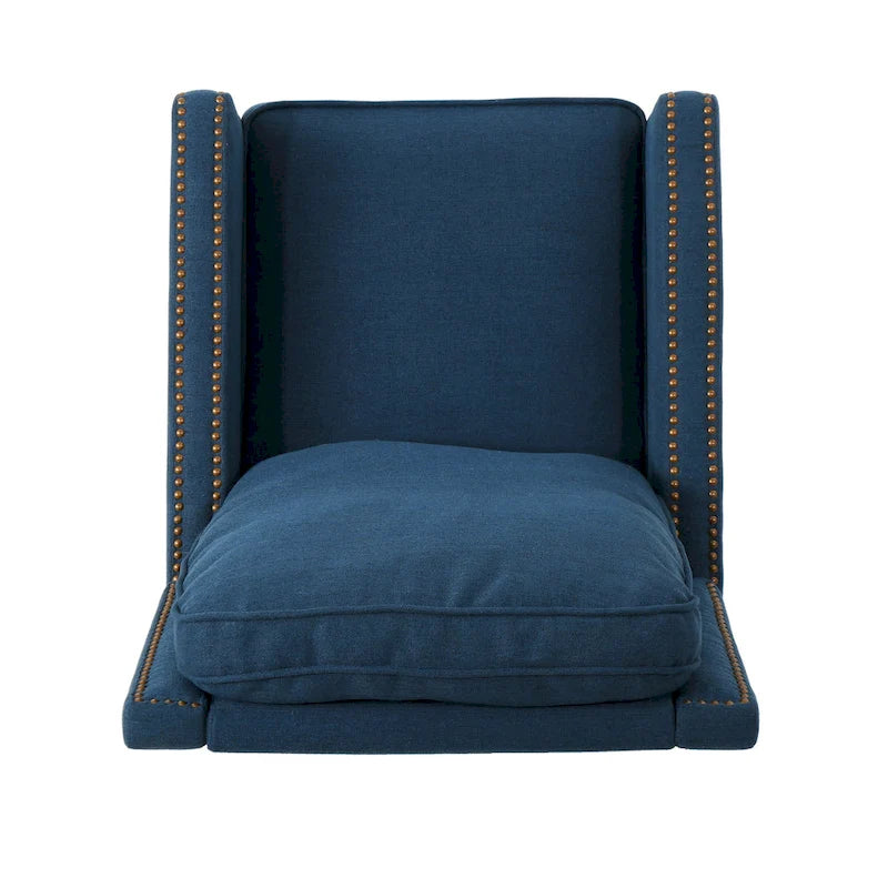 Poltrona reclinabile a spinta tradizionale in tessuto con borchie decorative e rivestimento felpato