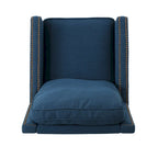 Poltrona reclinabile a spinta tradizionale in tessuto con borchie decorative e rivestimento felpato