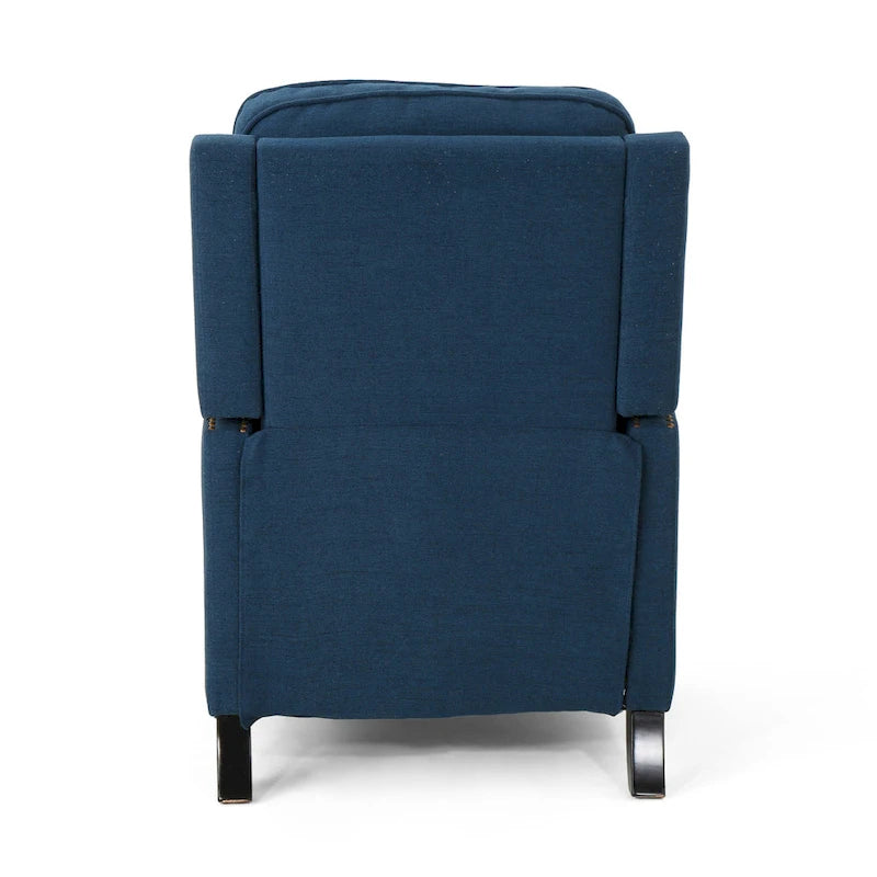Poltrona reclinabile a spinta tradizionale in tessuto con borchie decorative e rivestimento felpato