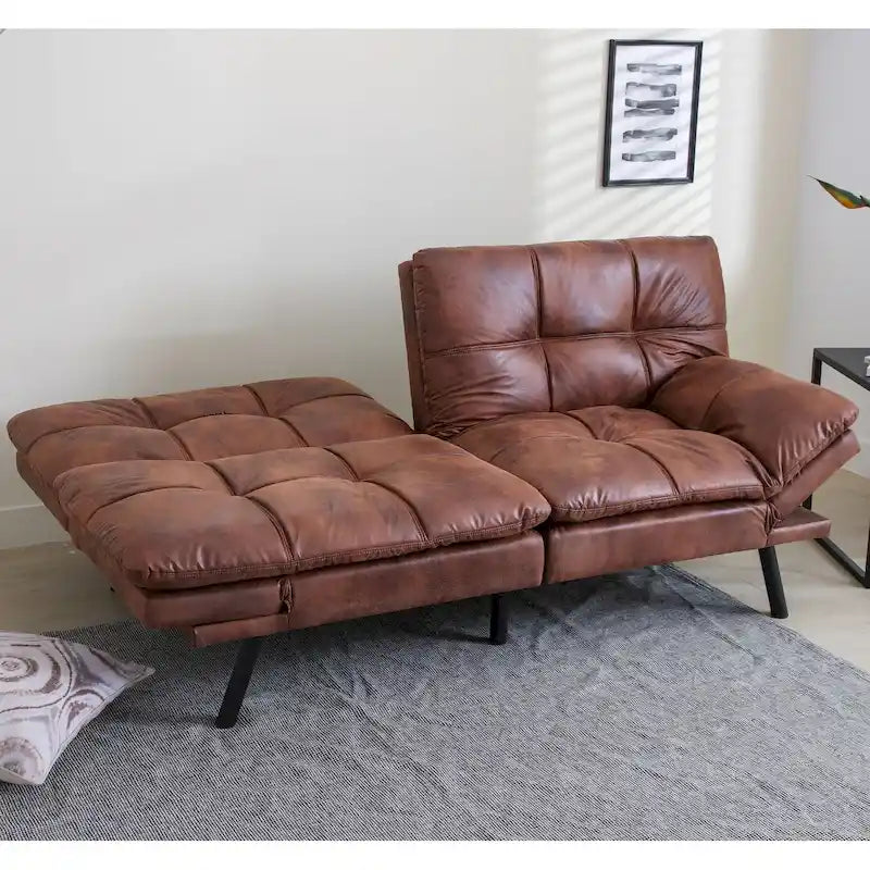 Divano Letto Futon, Divano Letto Convertibile in Ecopelle per Spazi Piccoli e Compatti, Dormitorio, Salotto