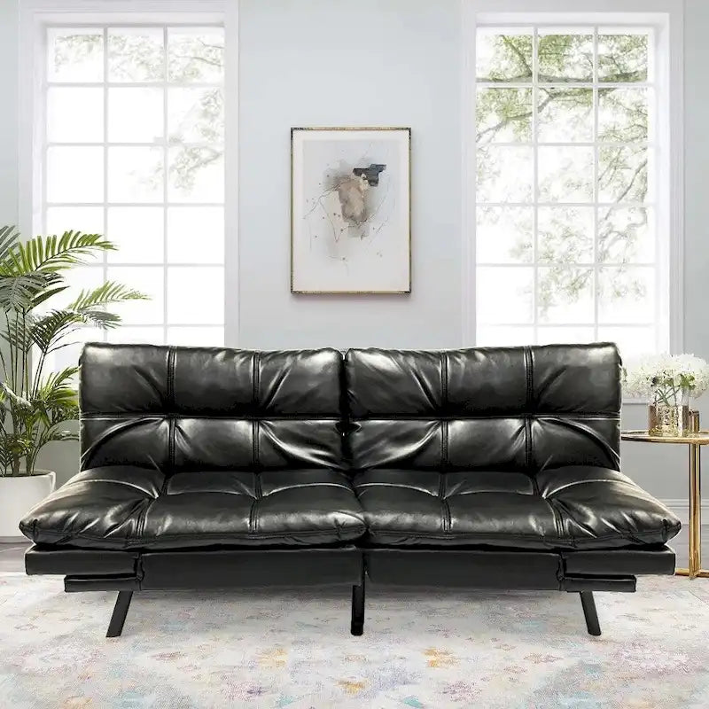 Divano Letto Futon, Divano Letto Convertibile in Ecopelle per Spazi Piccoli e Compatti, Dormitorio, Salotto