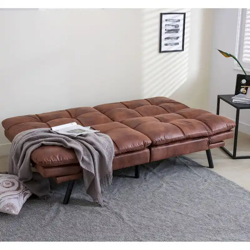 Divano Letto Futon, Divano Letto Convertibile in Ecopelle per Spazi Piccoli e Compatti, Dormitorio, Salotto