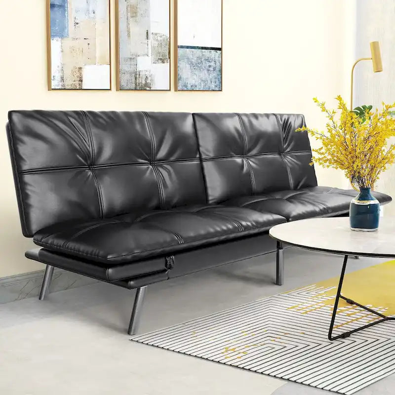 Divano Letto Futon, Divano Letto Convertibile in Ecopelle per Spazi Piccoli e Compatti, Dormitorio, Salotto