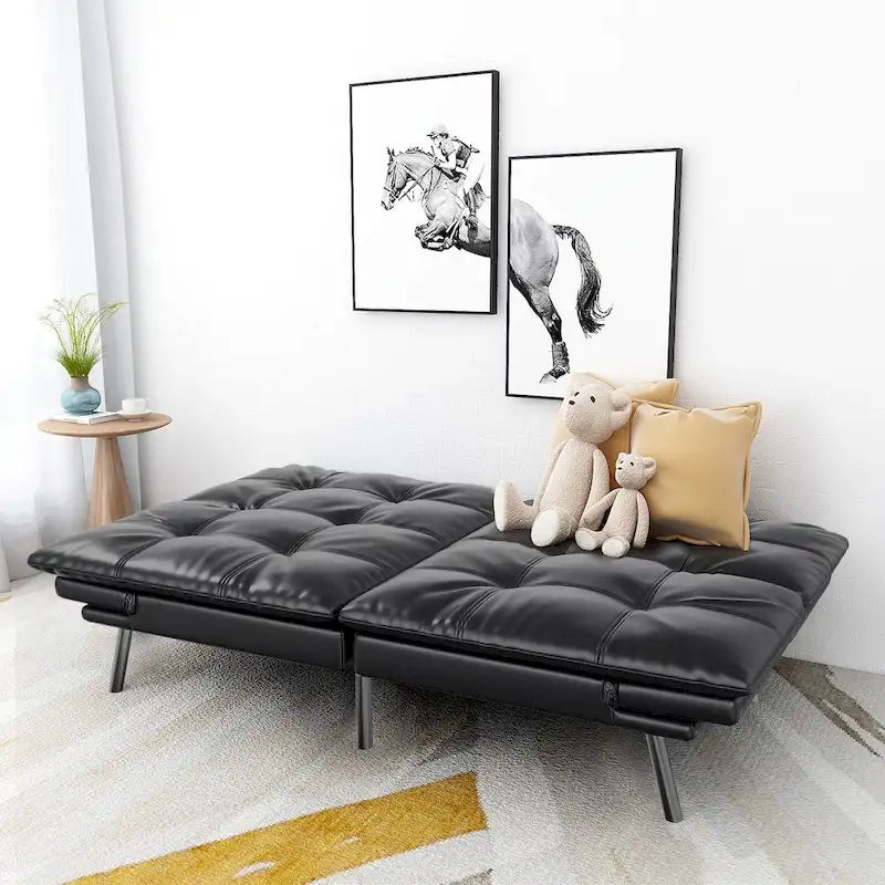 Divano Letto Futon, Divano Letto Convertibile in Ecopelle per Spazi Piccoli e Compatti, Dormitorio, Salotto