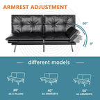 Divano Letto Futon, Divano Letto Convertibile in Ecopelle per Spazi Piccoli e Compatti, Dormitorio, Salotto