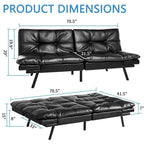 Divano Letto Futon, Divano Letto Convertibile in Ecopelle per Spazi Piccoli e Compatti, Dormitorio, Salotto