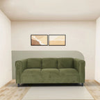 Divano a 3 posti Mid-Century Modern con rivestimento in pelle scamosciata e struttura in legno massello