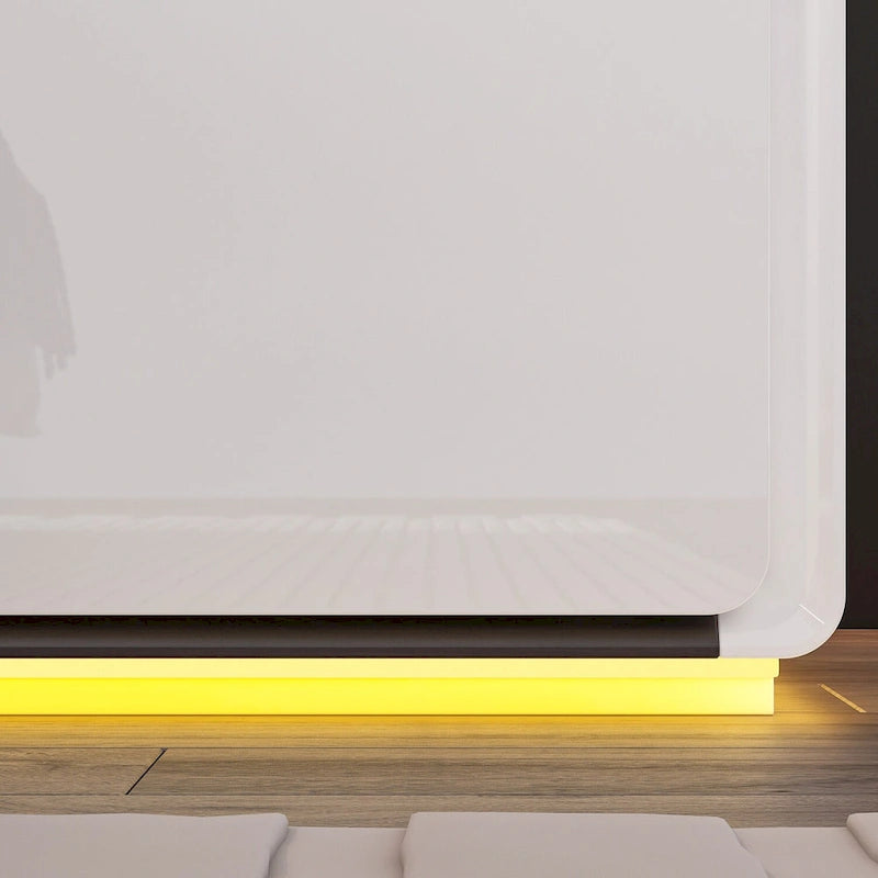 Comodino a LED Moderno Tavolino da Salotto Lucido Comodino Tavolino da Notte