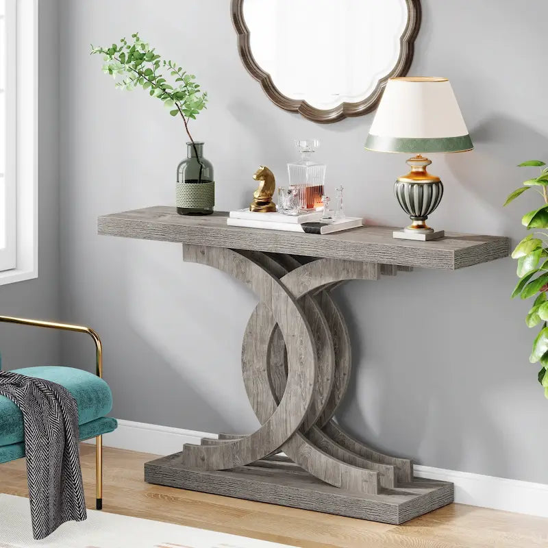 Consolle, Tavolo da ingresso con gambe geometriche, Tavolo da divano - 11,81P x 39,37L x 31,49A