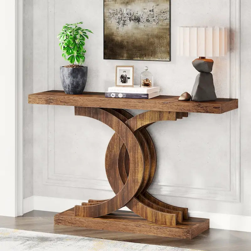 Consolle, Tavolo da ingresso con gambe geometriche, Tavolo da divano - 11,81P x 39,37L x 31,49A