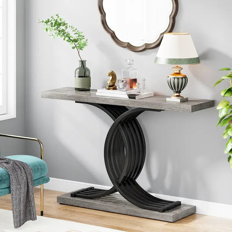 Consolle, Tavolo da ingresso con gambe geometriche, Tavolo da divano - 11,81P x 39,37L x 31,49A