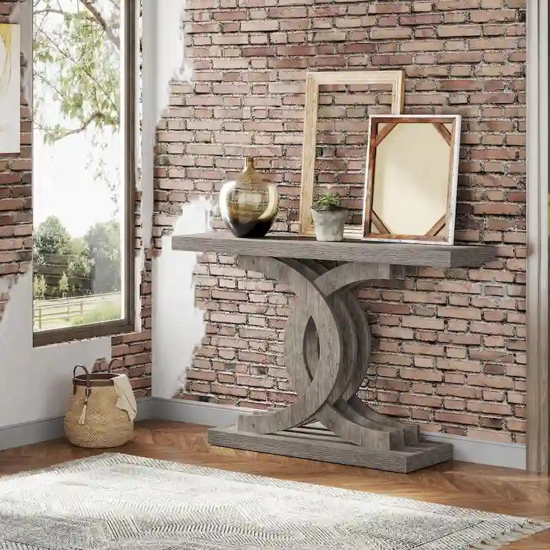 Consolle, Tavolo da ingresso con gambe geometriche, Tavolo da divano - 11,81P x 39,37L x 31,49A