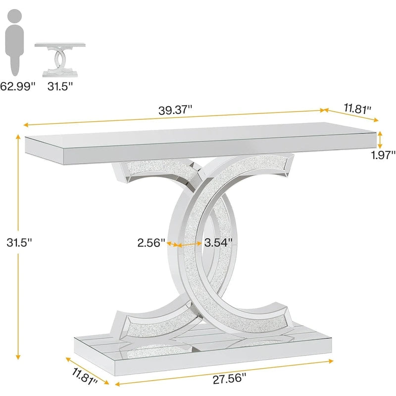 Consolle, Tavolo da ingresso con gambe geometriche, Tavolo da divano - 11,81P x 39,37L x 31,49A