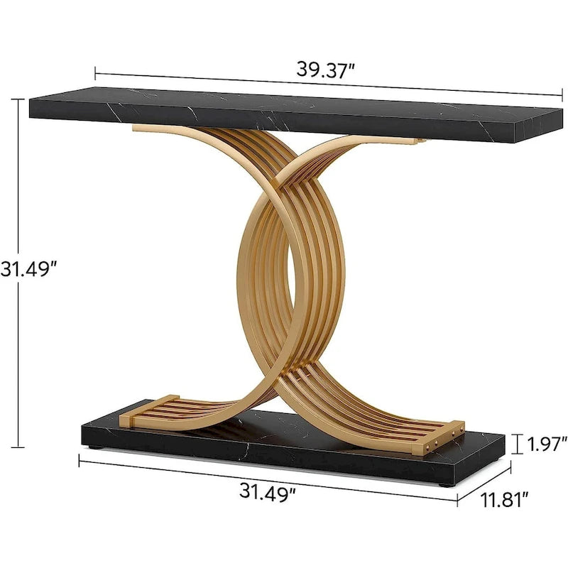 Consolle, Tavolo da ingresso con gambe geometriche, Tavolo da divano - 11,81P x 39,37L x 31,49A