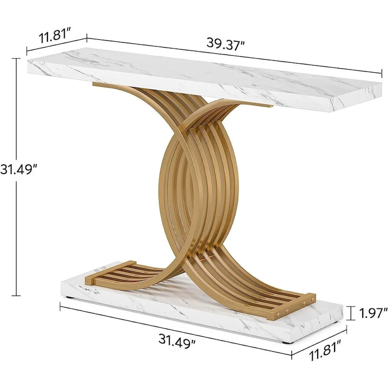 Consolle, Tavolo da ingresso con gambe geometriche, Tavolo da divano - 11,81P x 39,37L x 31,49A