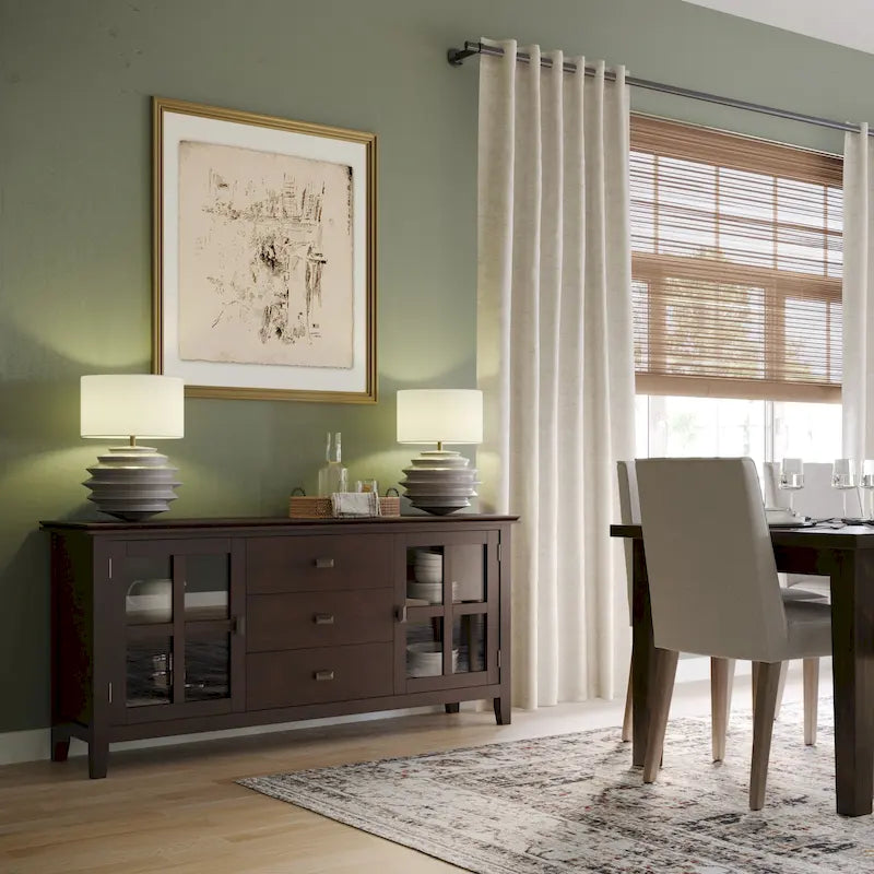 Madia/Credenza Contemporanea in Legno Massello da 60 Pollici, Marrone Rossiccio