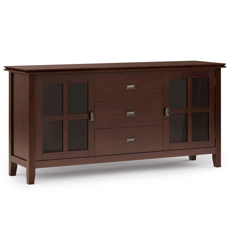 Madia/Credenza Contemporanea in Legno Massello da 60 Pollici, Marrone Rossiccio